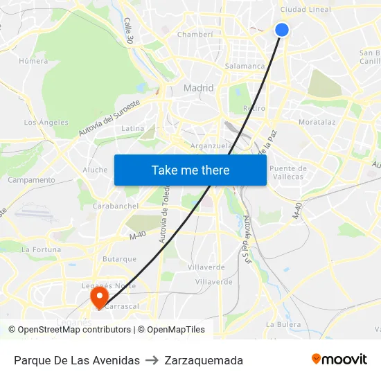 Parque De Las Avenidas to Zarzaquemada map