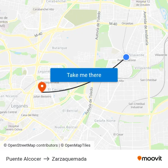 Puente Alcocer to Zarzaquemada map