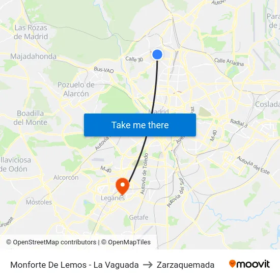 Monforte De Lemos - La Vaguada to Zarzaquemada map