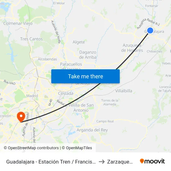 Guadalajara - Estación Tren / Francisco Aritio to Zarzaquemada map