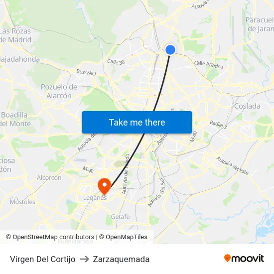 Virgen Del Cortijo to Zarzaquemada map