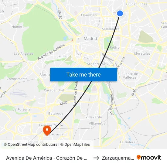 Avenida De América - Corazón De María to Zarzaquemada map