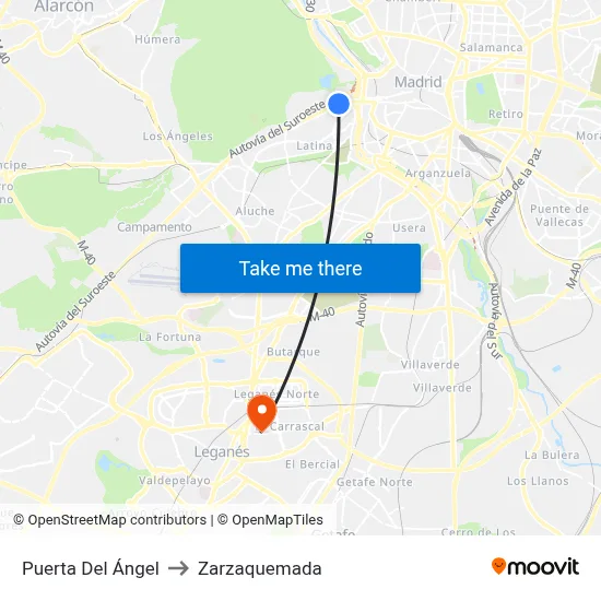 Puerta Del Ángel to Zarzaquemada map