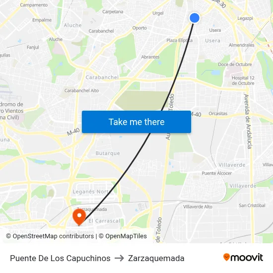 Puente De Los Capuchinos to Zarzaquemada map