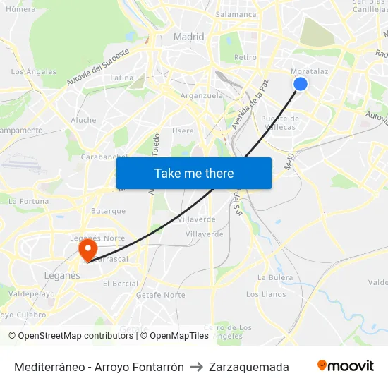 Mediterráneo - Arroyo Fontarrón to Zarzaquemada map