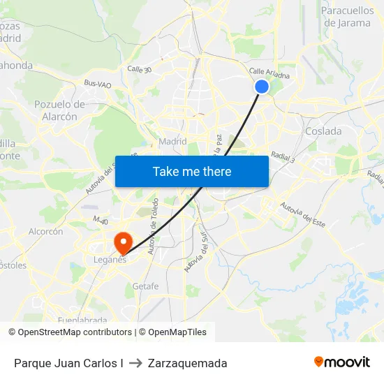 Parque Juan Carlos I to Zarzaquemada map