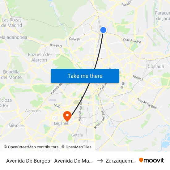 Avenida De Burgos - Avenida De Manoteras to Zarzaquemada map
