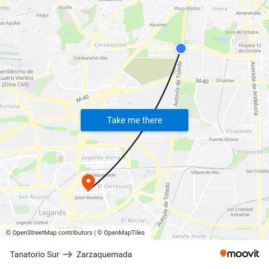 Tanatorio Sur to Zarzaquemada map