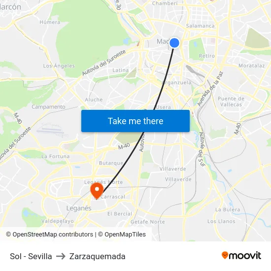 Sol - Sevilla to Zarzaquemada map