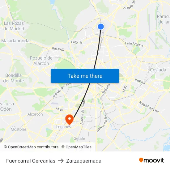 Fuencarral Cercanías to Zarzaquemada map