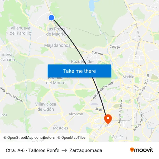 Ctra. A-6 - Talleres Renfe to Zarzaquemada map