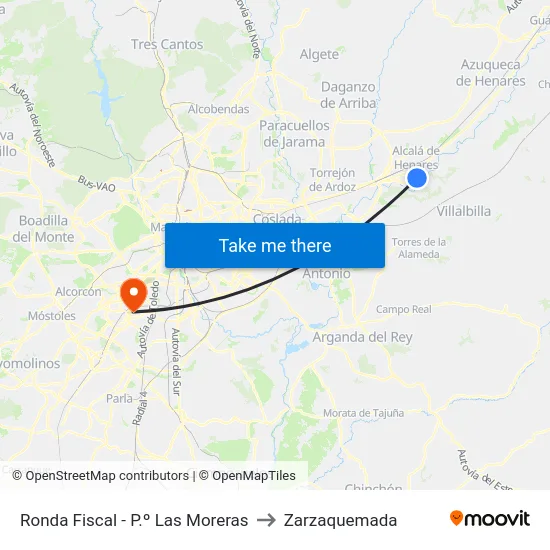 Ronda Fiscal - P.º Las Moreras to Zarzaquemada map