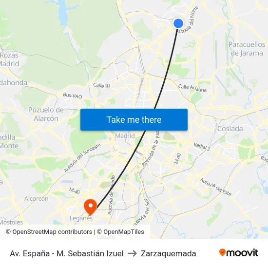 Av. España - M. Sebastián Izuel to Zarzaquemada map