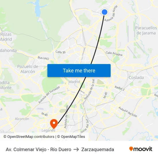 Av. Colmenar Viejo - Río Duero to Zarzaquemada map