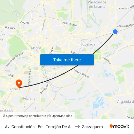 Av. Constitución - Est. Torrejón De Ardoz to Zarzaquemada map