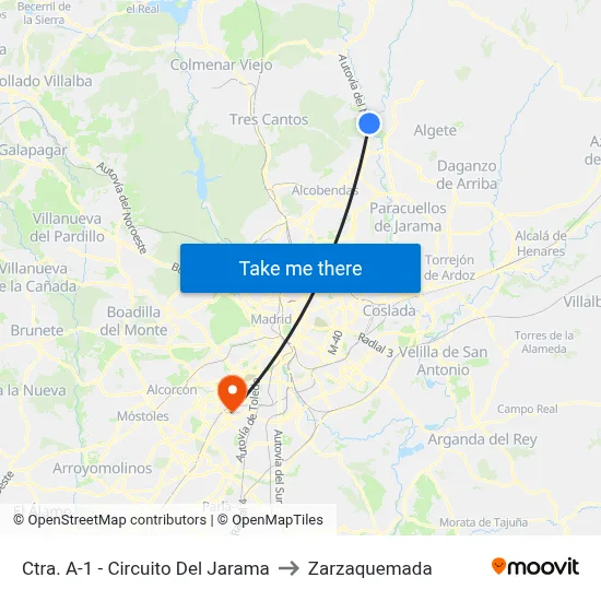 Ctra. A-1 - Circuito Del Jarama to Zarzaquemada map