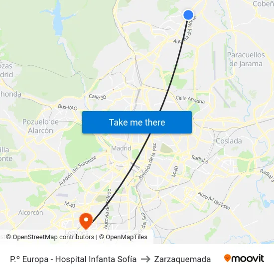 P.º Europa - Hospital Infanta Sofía to Zarzaquemada map