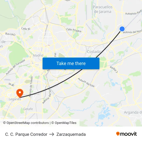 C. C. Parque Corredor to Zarzaquemada map