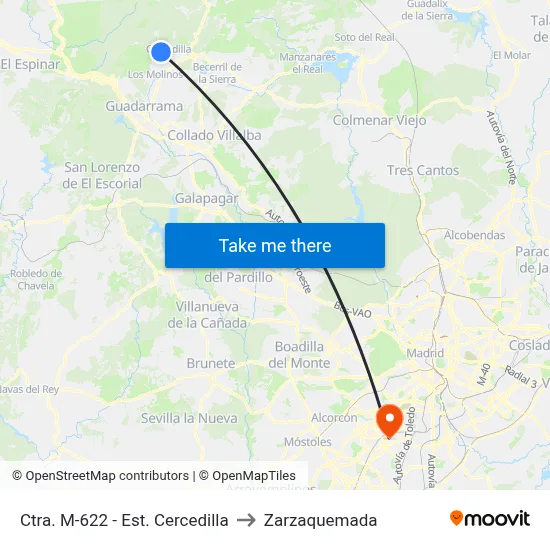Ctra. M-622 - Est. Cercedilla to Zarzaquemada map