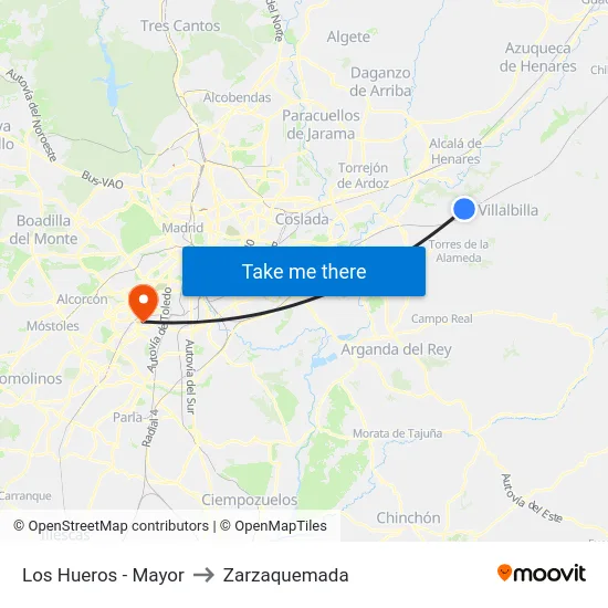 Los Hueros - Mayor to Zarzaquemada map