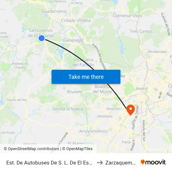 Est. De Autobuses De S. L. De El Escorial to Zarzaquemada map