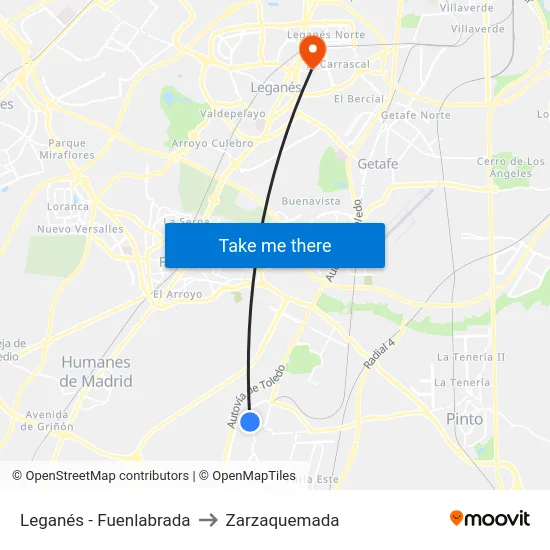 Leganés - Fuenlabrada to Zarzaquemada map