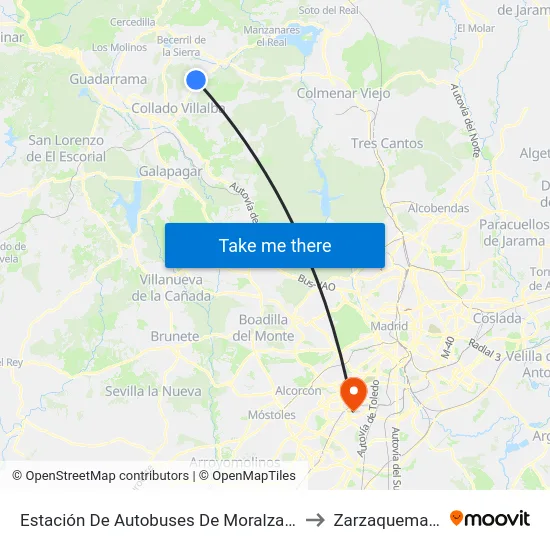 Estación De Autobuses De Moralzarzal to Zarzaquemada map
