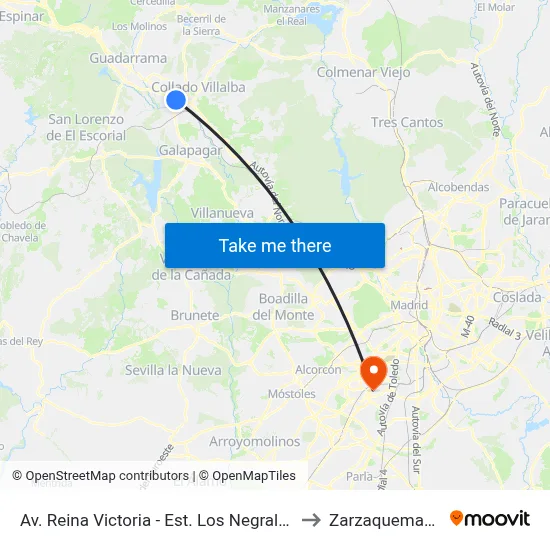 Av. Reina Victoria - Est. Los Negrales to Zarzaquemada map