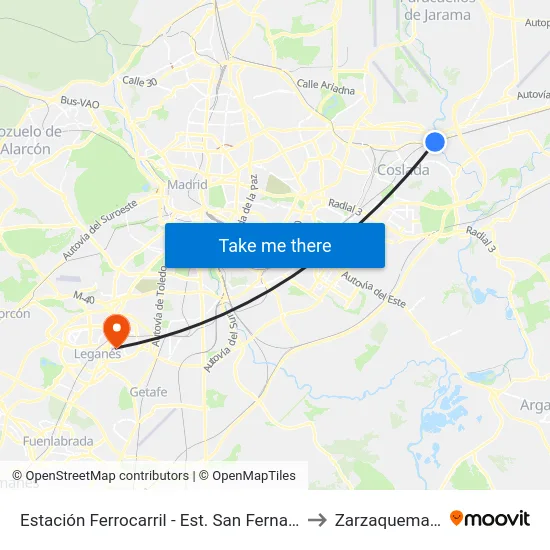 Estación Ferrocarril - Est. San Fernando to Zarzaquemada map