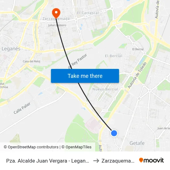 Pza. Alcalde Juan Vergara - Leganés to Zarzaquemada map