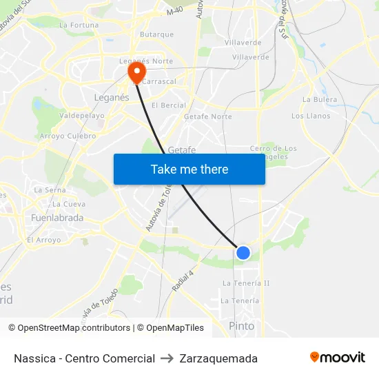 Nassica - Centro Comercial to Zarzaquemada map