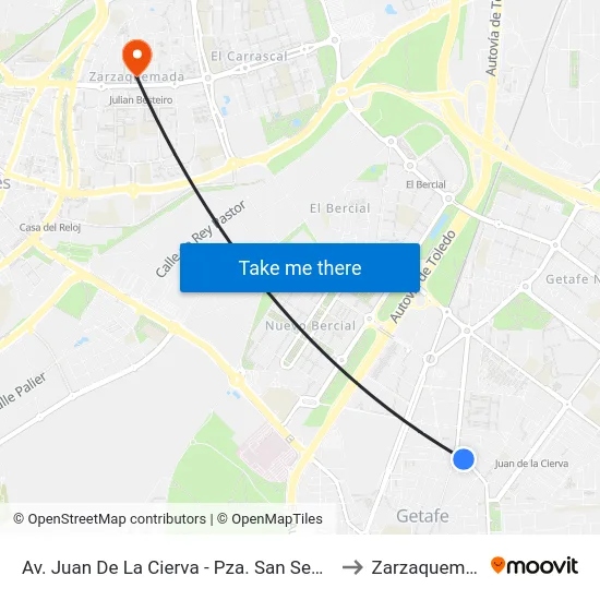 Av. Juan De La Cierva - Pza. San Sebastián to Zarzaquemada map
