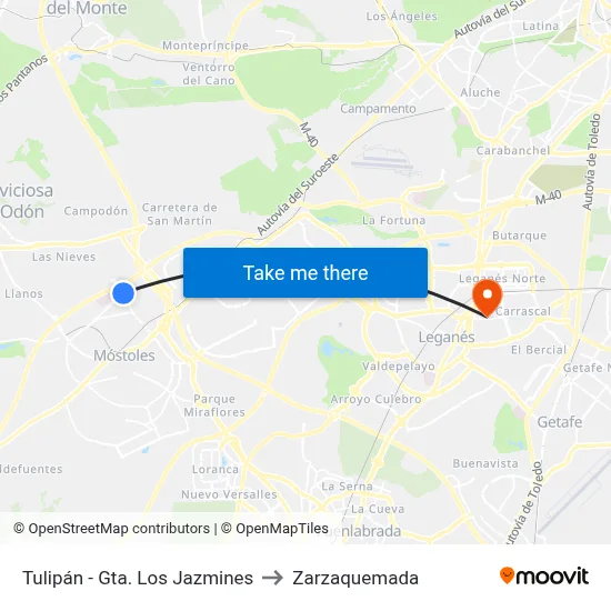 Tulipán - Gta. Los Jazmines to Zarzaquemada map
