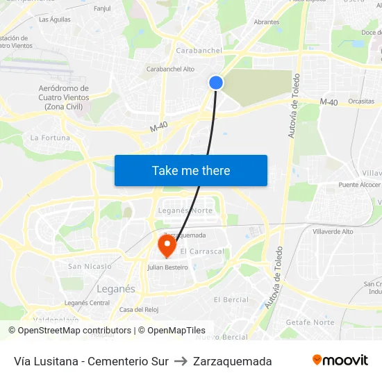 Vía Lusitana - Cementerio Sur to Zarzaquemada map