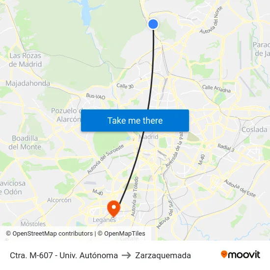 Ctra. M-607 - Univ. Autónoma to Zarzaquemada map