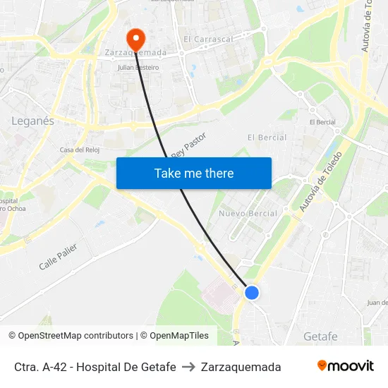 Ctra. A-42 - Hospital De Getafe to Zarzaquemada map