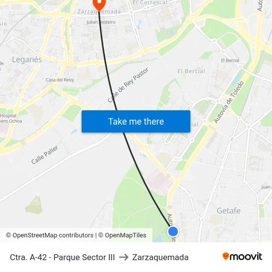 Ctra. A-42 - Parque Sector III to Zarzaquemada map