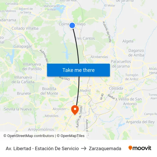 Av. Libertad - Estación De Servicio to Zarzaquemada map