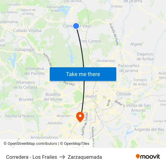 Corredera - Los Frailes to Zarzaquemada map