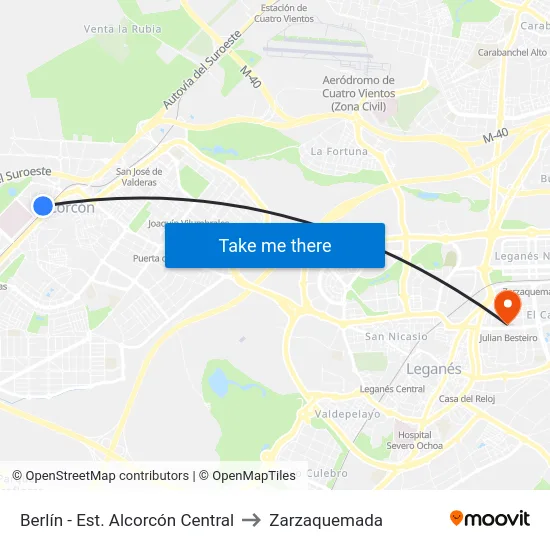Berlín - Est. Alcorcón Central to Zarzaquemada map