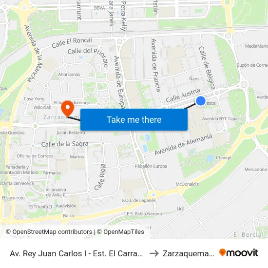 Av. Rey Juan Carlos I - Est. El Carrascal to Zarzaquemada map