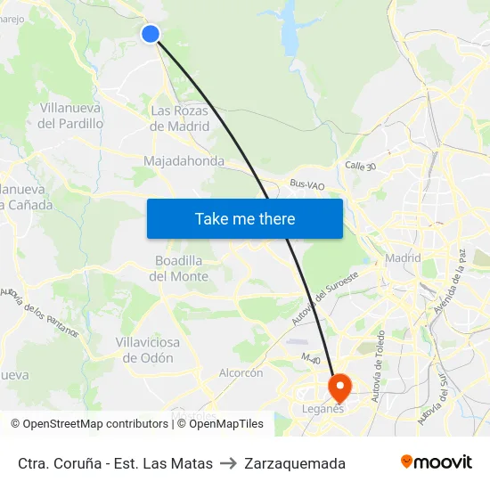 Ctra. Coruña - Est. Las Matas to Zarzaquemada map