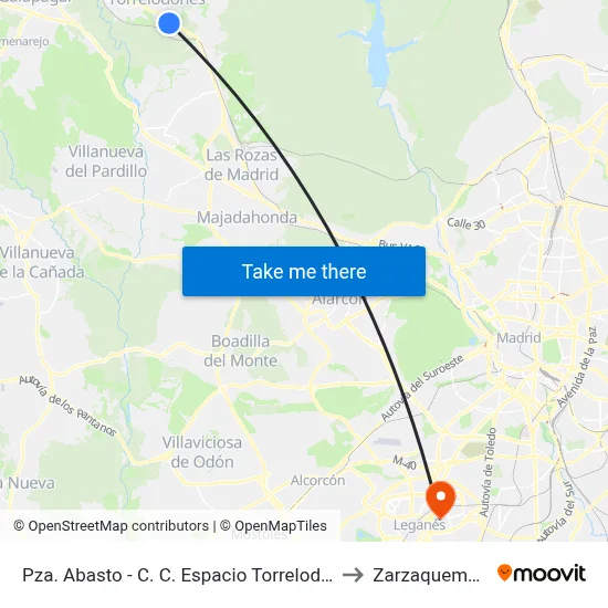 Pza. Abasto - C. C. Espacio Torrelodones to Zarzaquemada map