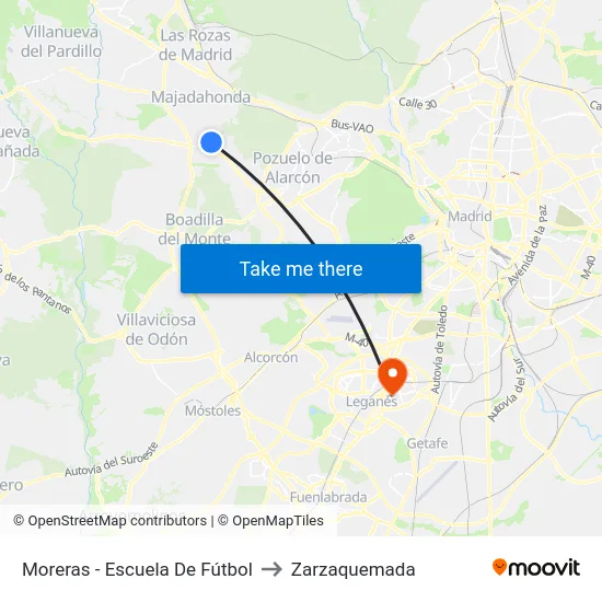 Moreras - Escuela De Fútbol to Zarzaquemada map