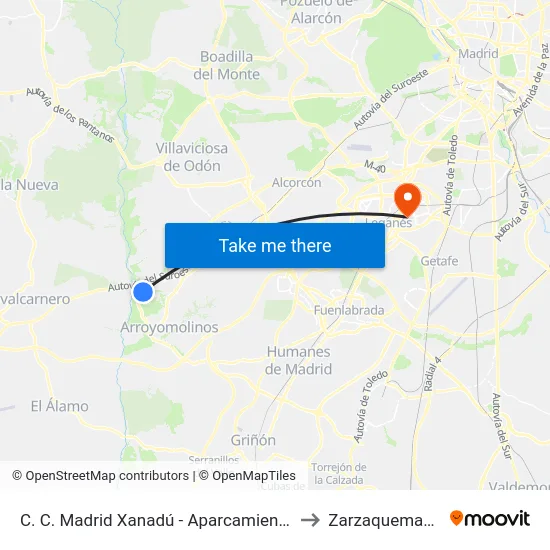 C. C. Madrid Xanadú - Aparcamiento to Zarzaquemada map