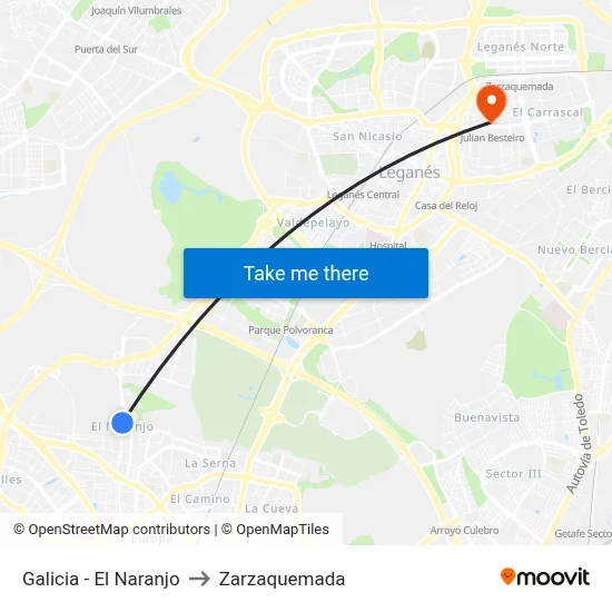Galicia - El Naranjo to Zarzaquemada map