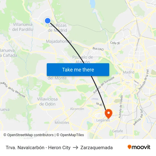 Trva. Navalcarbón - Heron City to Zarzaquemada map