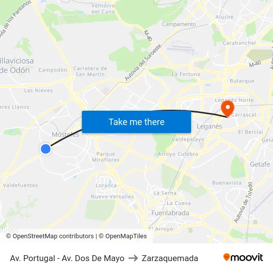 Av. Portugal - Av. Dos De Mayo to Zarzaquemada map