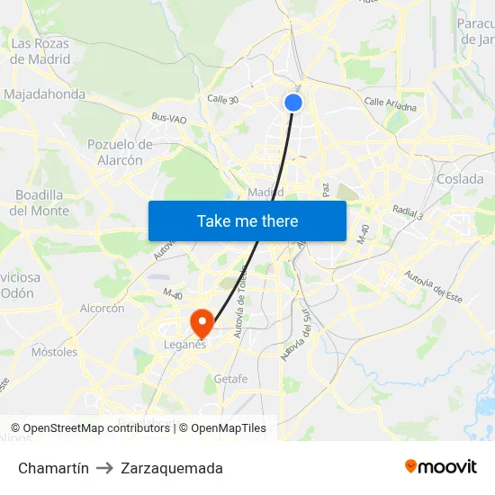 Chamartín to Zarzaquemada map