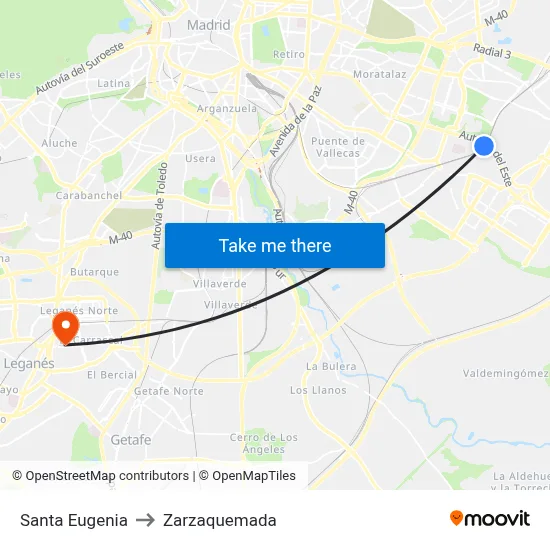 Santa Eugenia to Zarzaquemada map